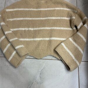 Striped Tan and White Girls Sweater